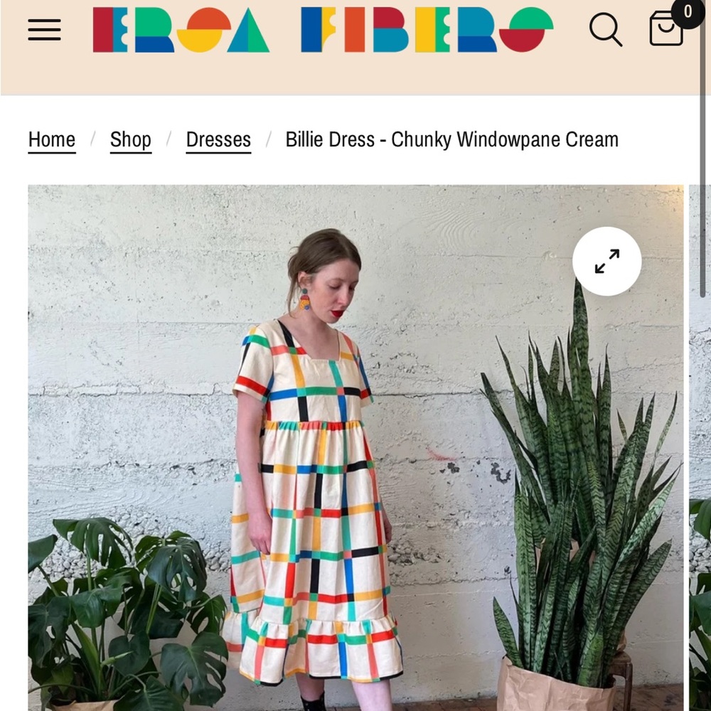 Ersa Fibers Billie Dress in Cream Chunky Windowpane